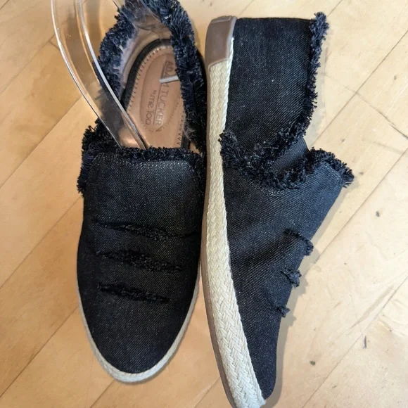 Adam Tucker by Me Too Marin 12 black denim espadrille slip on, CB2392 - Picture 2 of 7